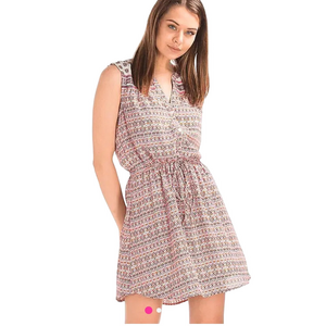 GAP Ladies Size LARGE Medallion Pink Patterned Sleeveless Shirt Dress